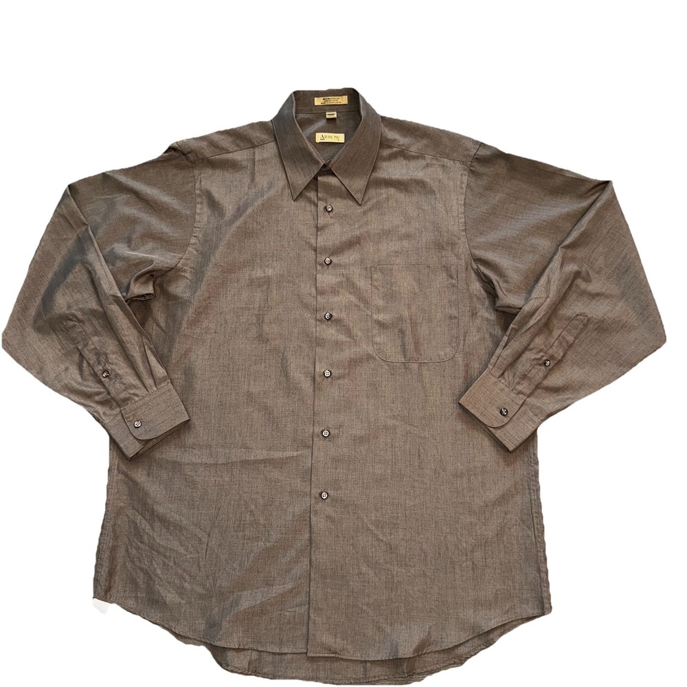 Arrow Microtech Men's Button-Up Long Sleeve Dress Shirt Cinnamon Color Sz Large